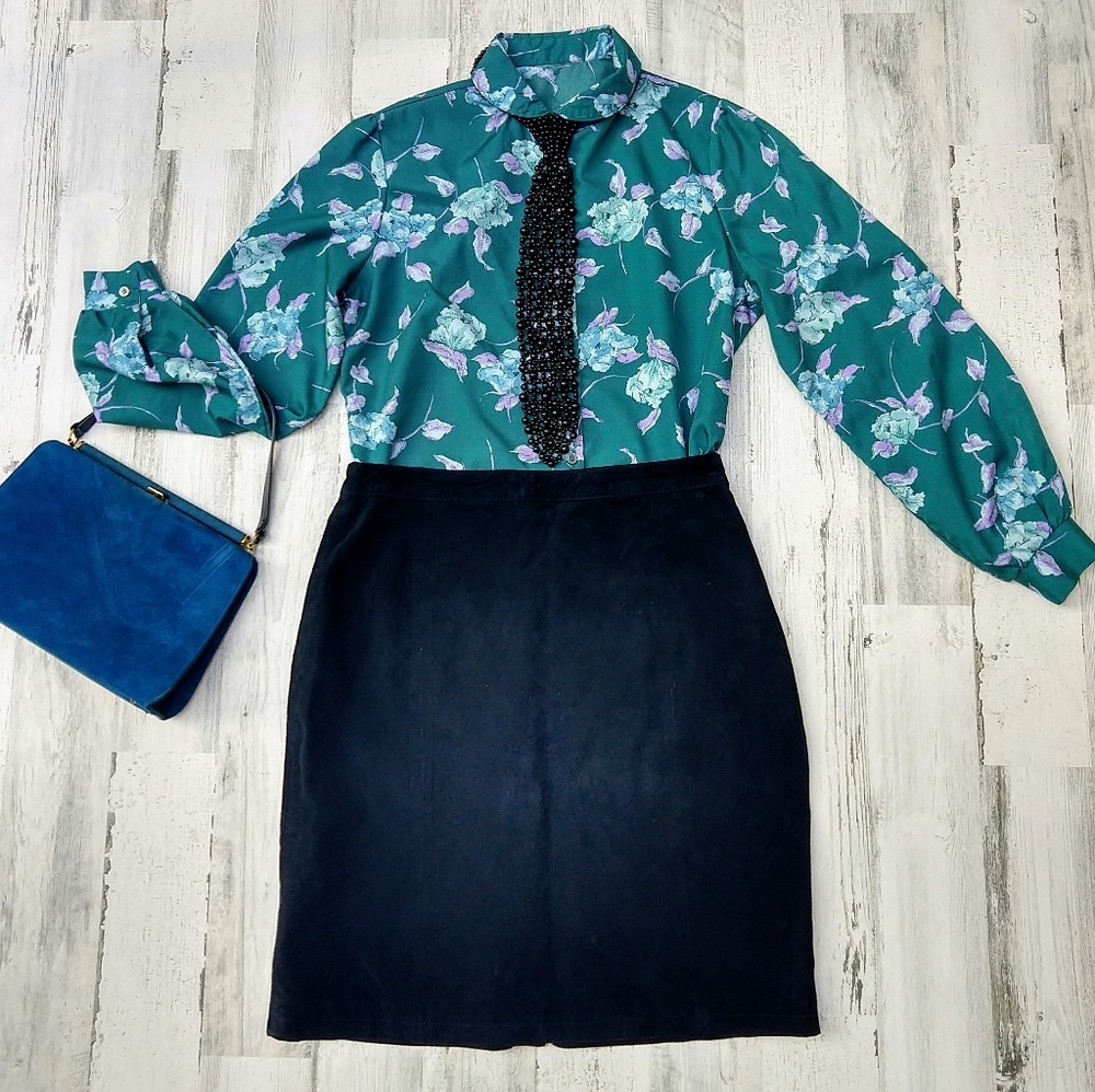 Vintage 70s 80s Peter Pan Collar Secretary Blouse